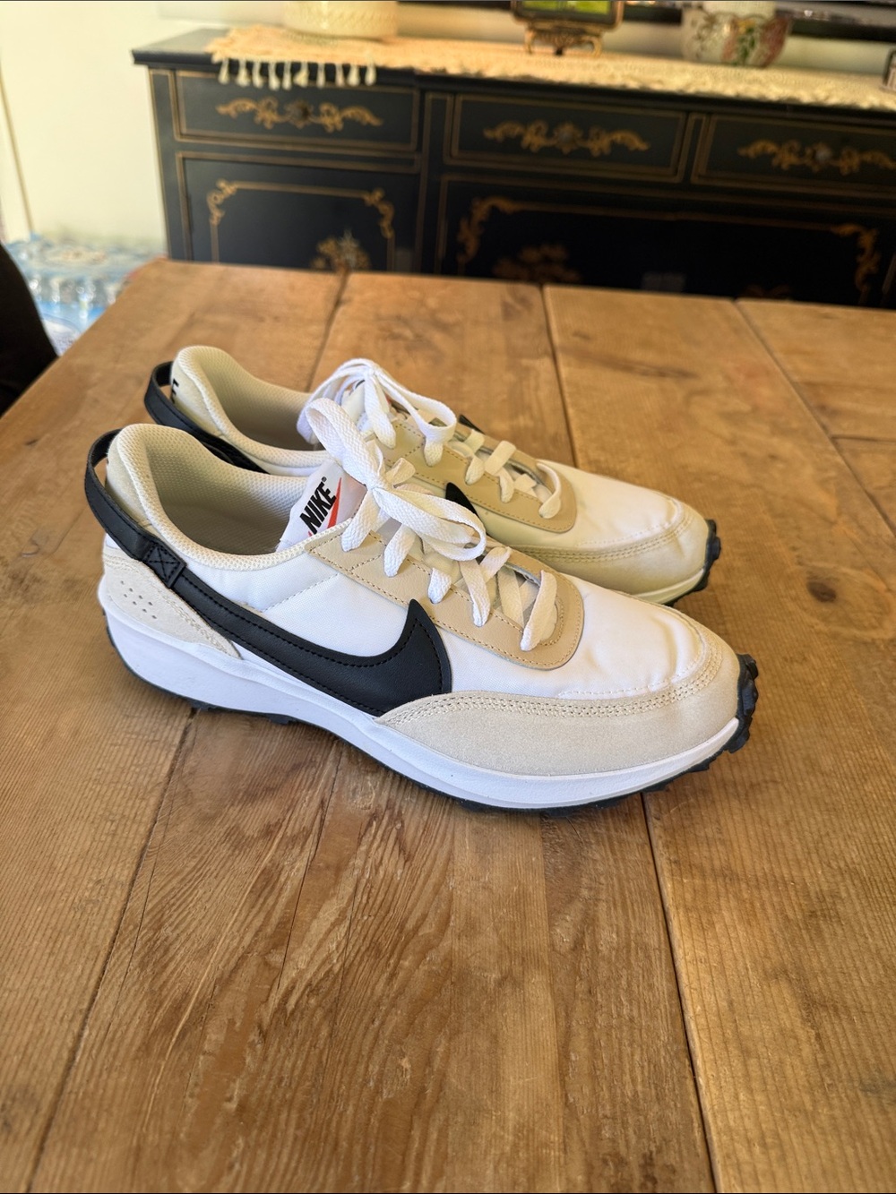 Nike Men’s White Sneakers with Black Swoosh